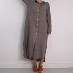Skjortklänning i linne TAUPE