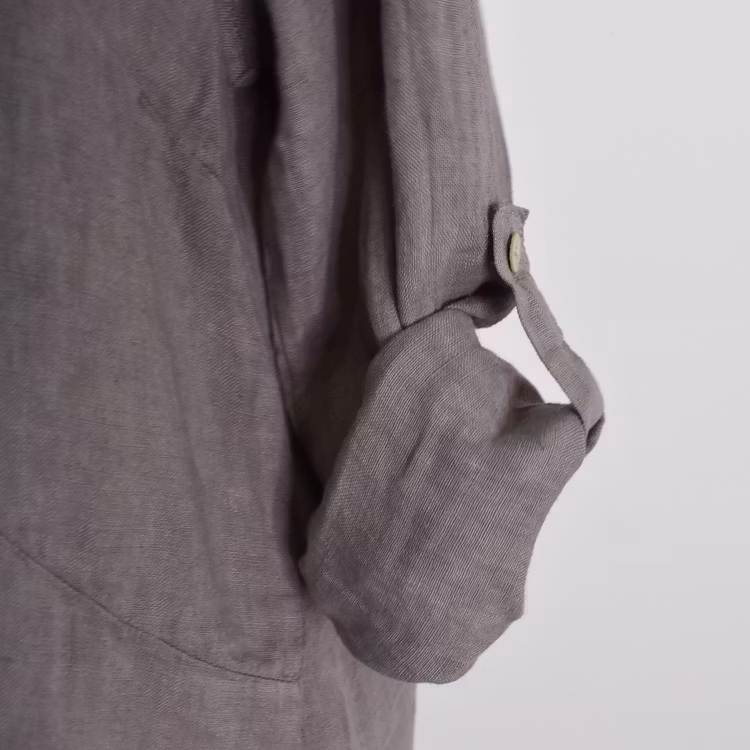 Skjortklänning i linne TAUPE