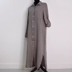 Skjortklänning i linne TAUPE