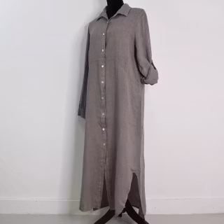Skjortklänning i linne TAUPE