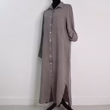 Skjortklänning i linne TAUPE