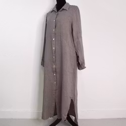 Skjortklänning i linne TAUPE