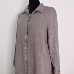 Skjortklänning i linne TAUPE