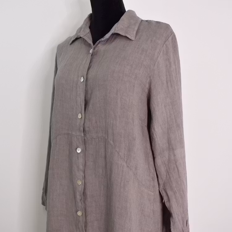 Skjortklänning i linne TAUPE