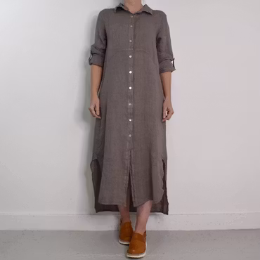 Skjortklänning i linne TAUPE