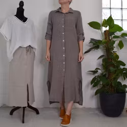 Skjortklänning i linne TAUPE