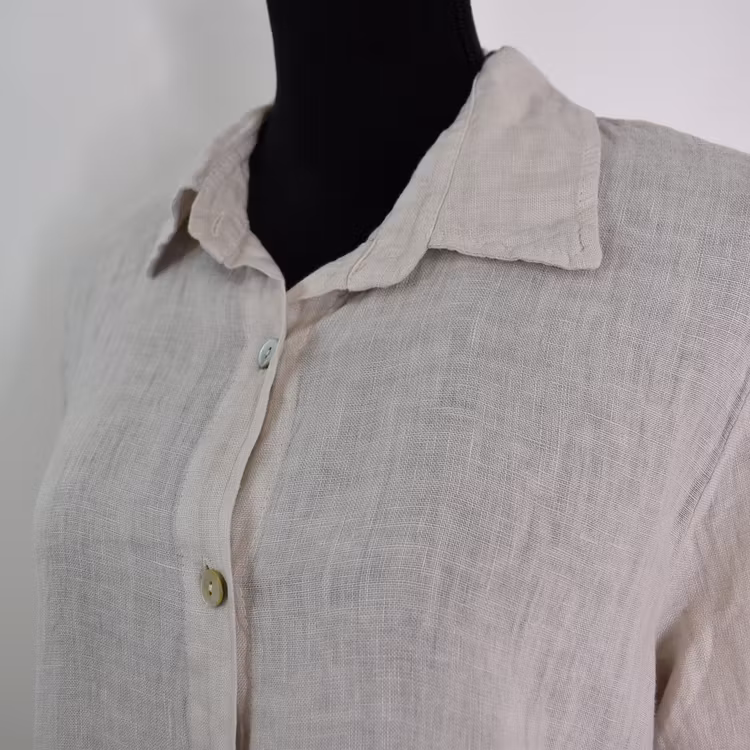 Skjortklänning i linne BEIGE