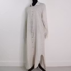 Skjortklänning i linne BEIGE