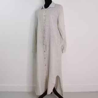 Skjortklänning i linne BEIGE