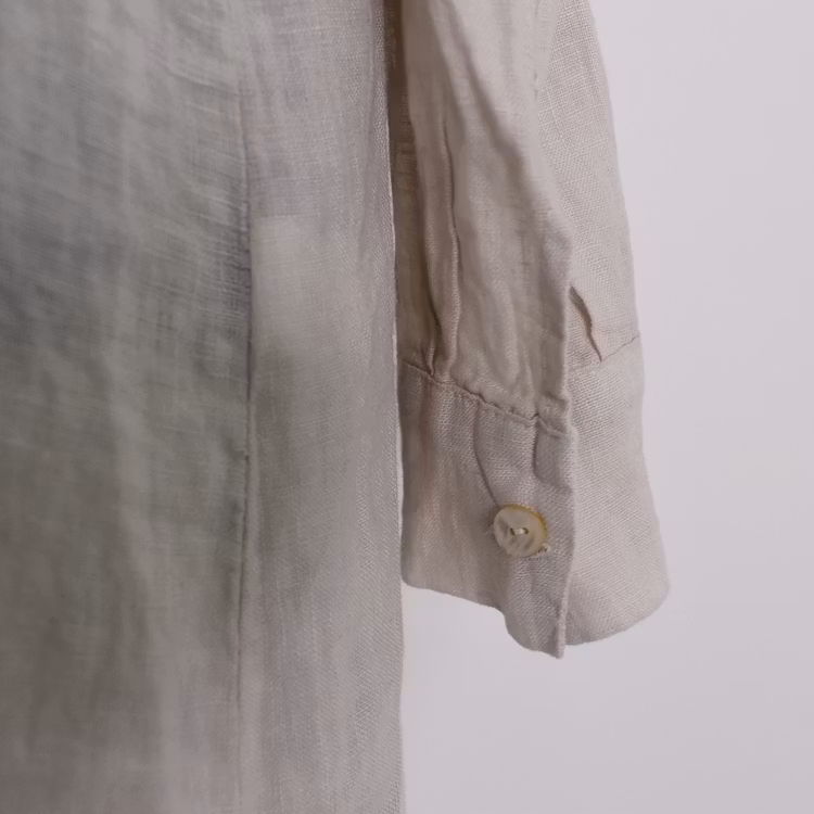 Skjortklänning i linne BEIGE