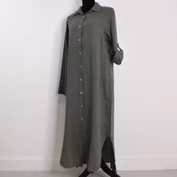 Skjortklänning i linne KAKI