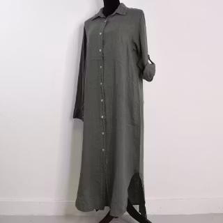 Skjortklänning i linne KAKI