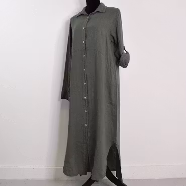 Skjortklänning i linne KAKI