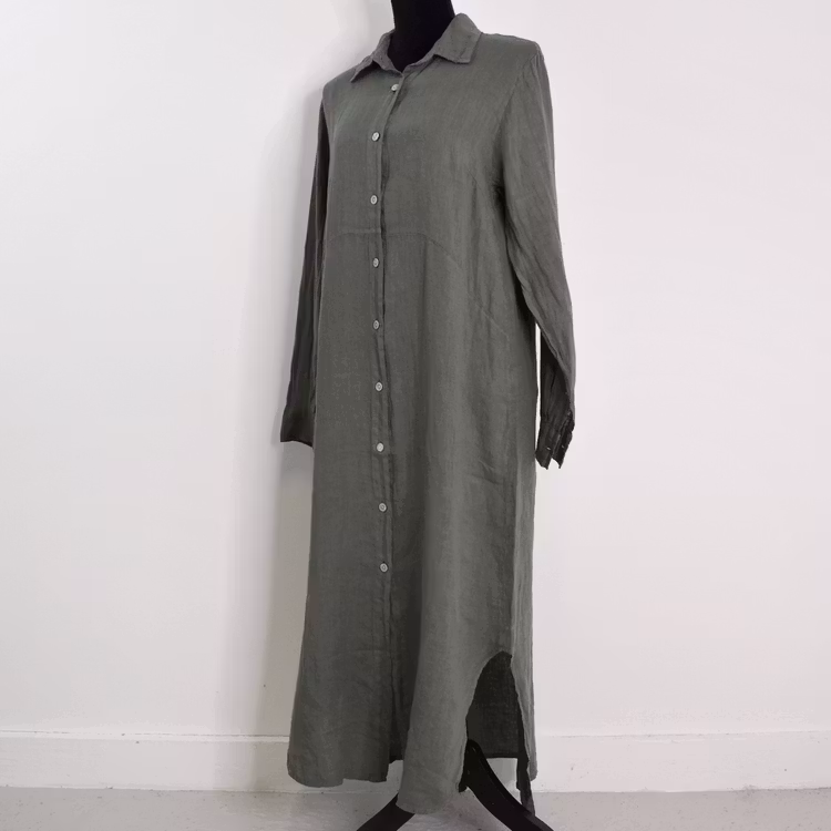 Skjortklänning i linne KAKI