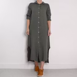 Skjortklänning i linne KAKI