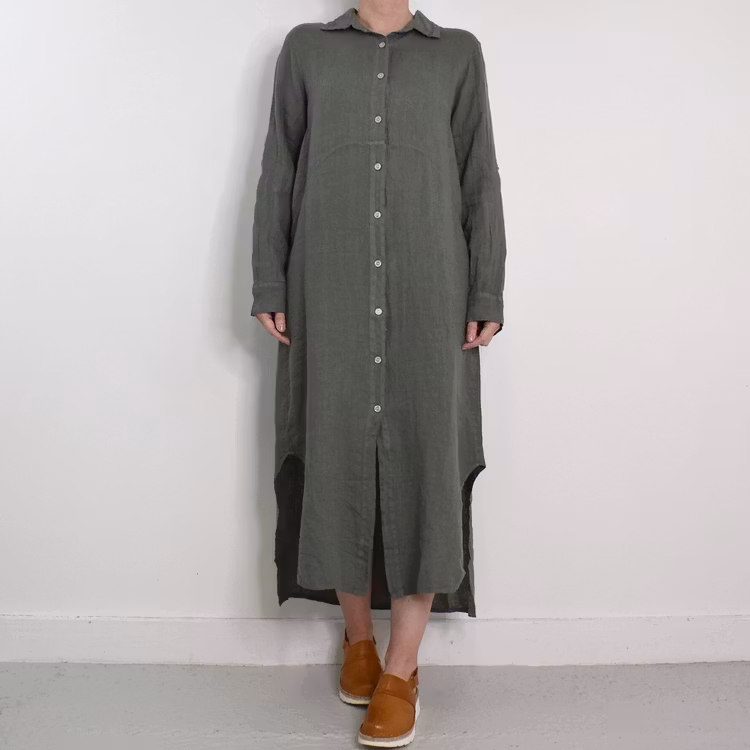 Skjortklänning i linne KAKI