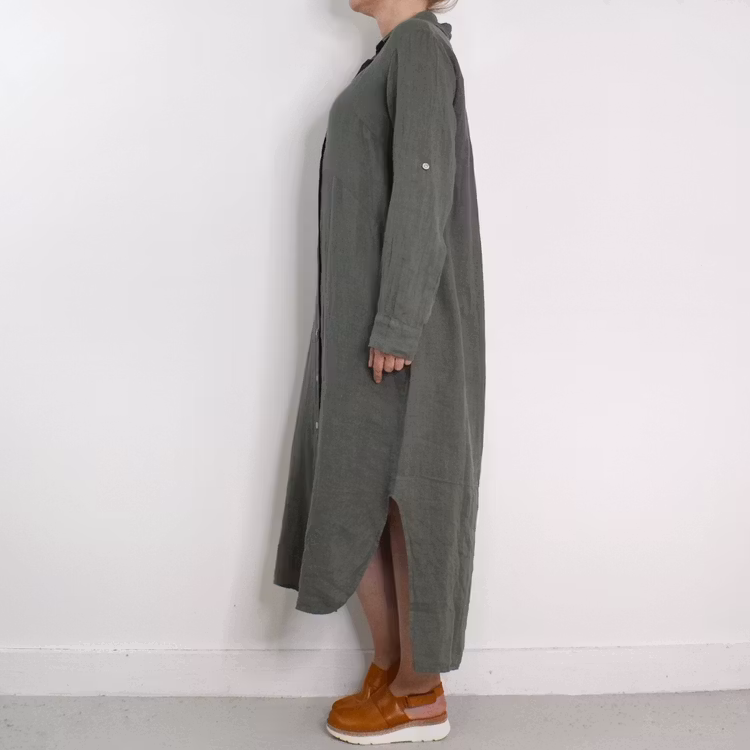 Skjortklänning i linne KAKI