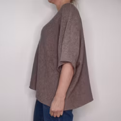 Finstickad Ponchotröja Nessa TAUPE - Mix By Heart