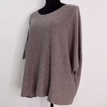 Finstickad Ponchotröja Nessa TAUPE - Mix By Heart