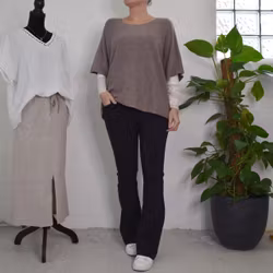 Finstickad Ponchotröja Nessa TAUPE - Mix By Heart