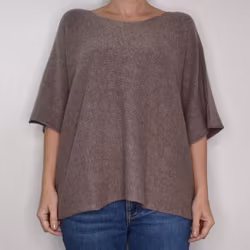 Finstickad Ponchotröja Nessa TAUPE - Mix By Heart