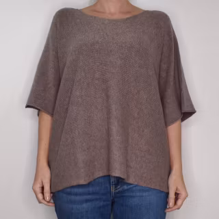 Finstickad Ponchotröja Nessa TAUPE - Mix By Heart