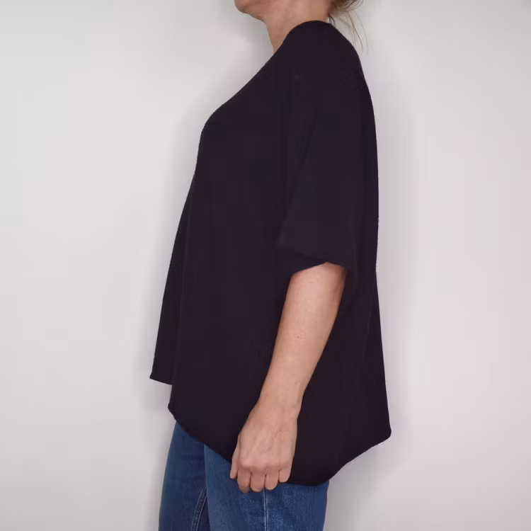 Finstickad Ponchotröja Nessa SVART - Mix By Heart