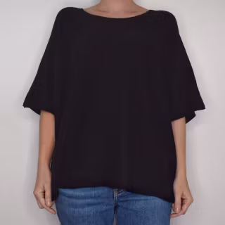 Finstickad Ponchotröja Nessa SVART - Mix By Heart