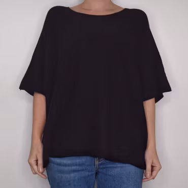 Finstickad Ponchotröja Nessa SVART - Mix By Heart