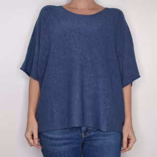 Finstickad Ponchotröja Nessa JEANSBLÅ - Mix By Heart