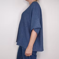 Finstickad Ponchotröja Nessa JEANSBLÅ - Mix By Heart