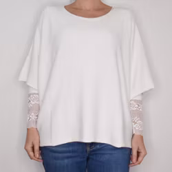 Finstickad Ponchotröja Nessa OFFWHITE - Mix By Heart