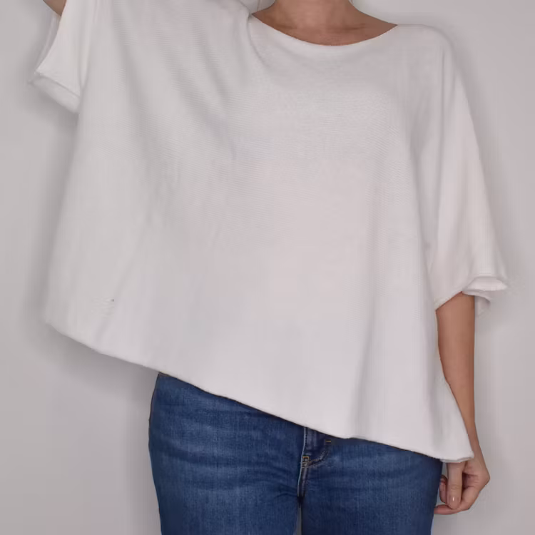 Finstickad Ponchotröja Nessa OFFWHITE - Mix By Heart