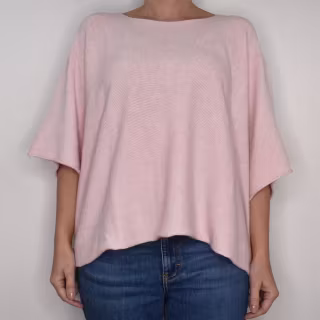 Finstickad Ponchotröja Nessa LJUSROSA - Mix By Heart