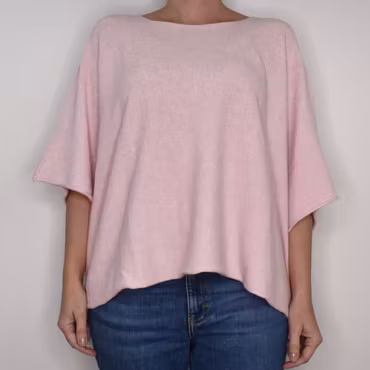 Finstickad Ponchotröja Nessa LJUSROSA - Mix By Heart