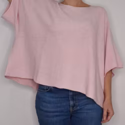 Finstickad Ponchotröja Nessa LJUSROSA - Mix By Heart