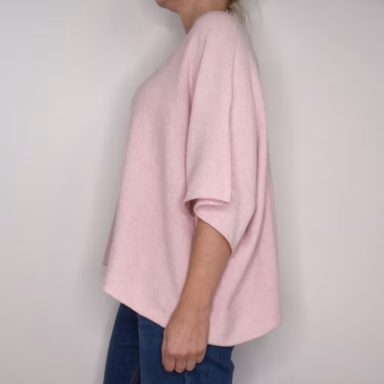 Finstickad Ponchotröja Nessa LJUSROSA - Mix By Heart