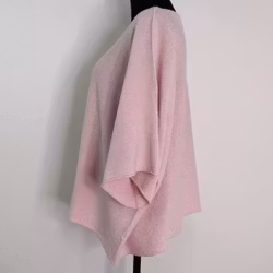 Finstickad Ponchotröja Nessa LJUSROSA - Mix By Heart