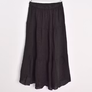 Linnekjol med volanger SVART