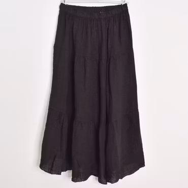 Linnekjol med volanger SVART