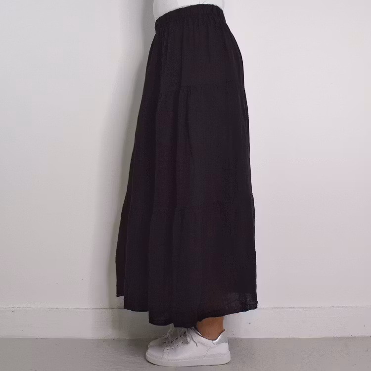 Linnekjol med volanger SVART