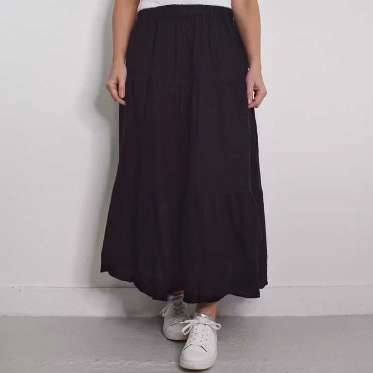 Linnekjol med volanger SVART