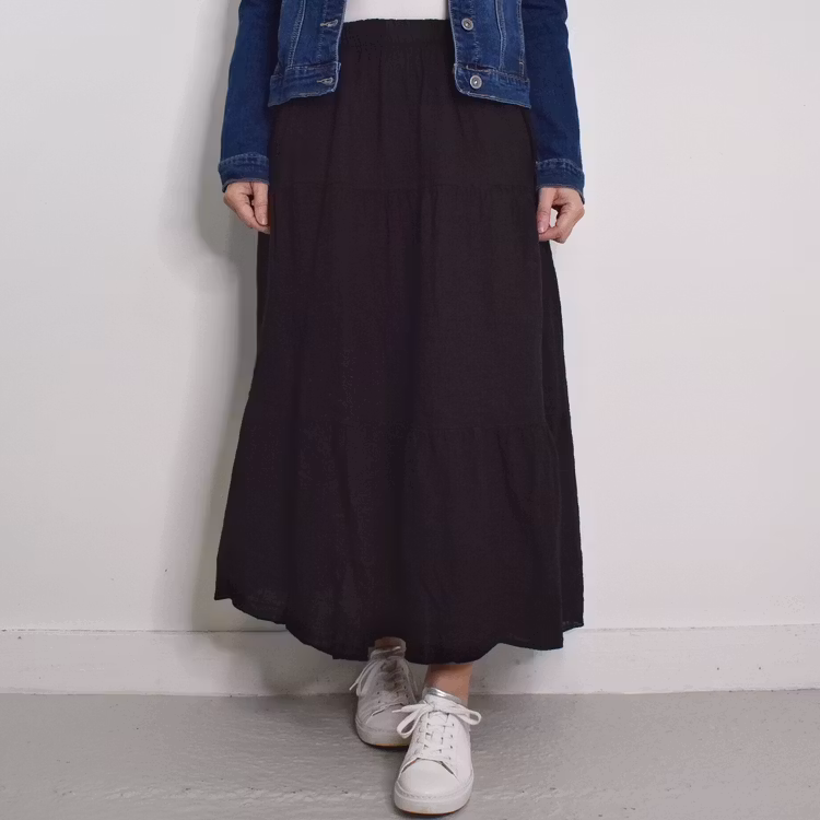 Linnekjol med volanger SVART