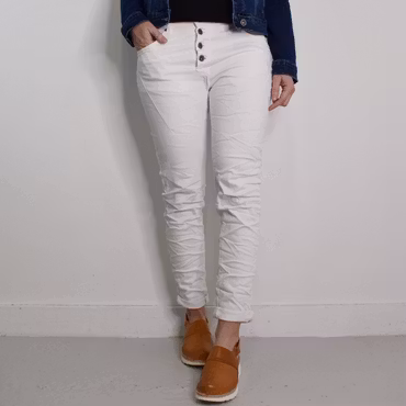 Jeans med Knappar VIT - 3D Denim