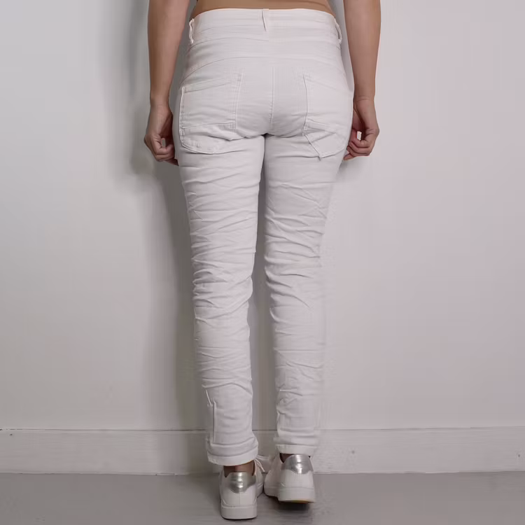 Jeans med Knappar VIT - 3D Denim