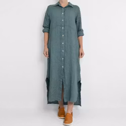 Skjortklänning i linne VERT CANARD