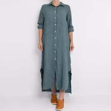 Skjortklänning i linne VERT CANARD