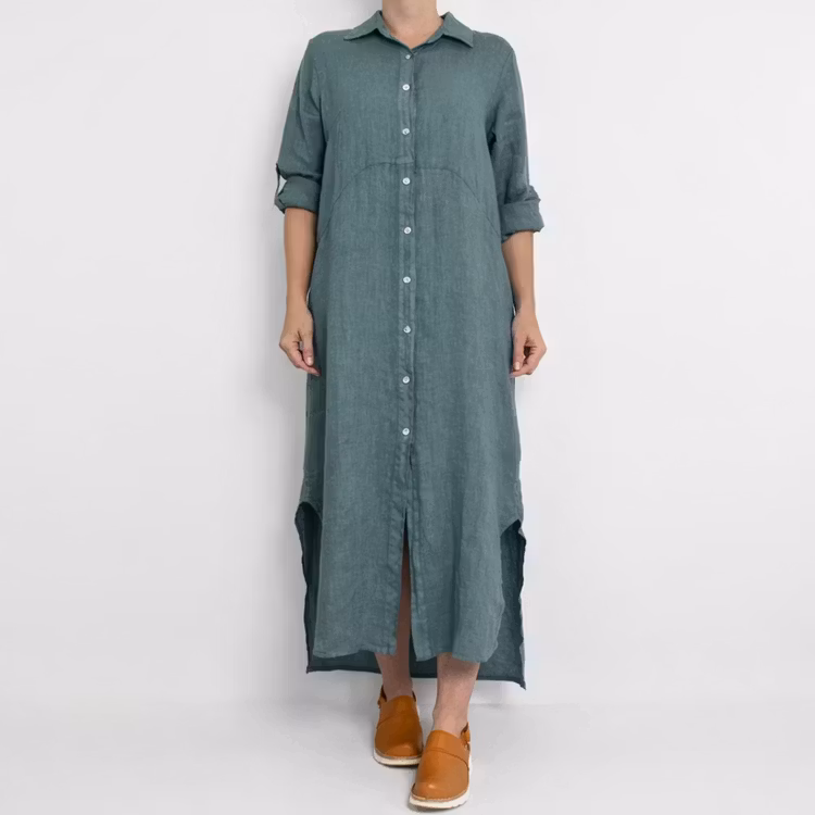 Skjortklänning i linne VERT CANARD