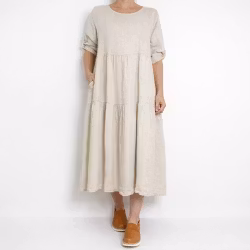 Linneklänning Fickor BEIGE