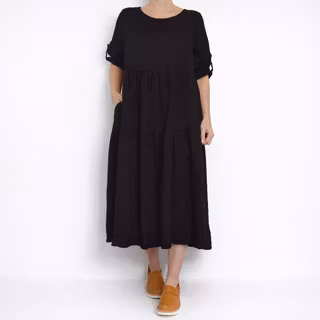 Linneklänning Fickor SVART